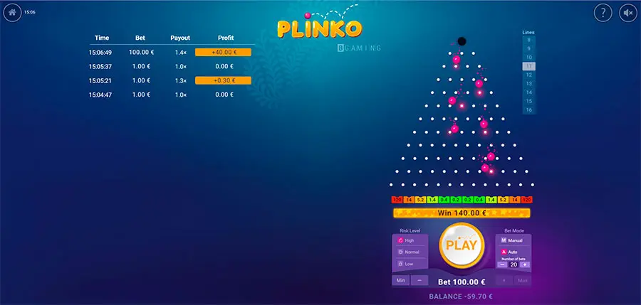 Captura de pantalla de Plinko
